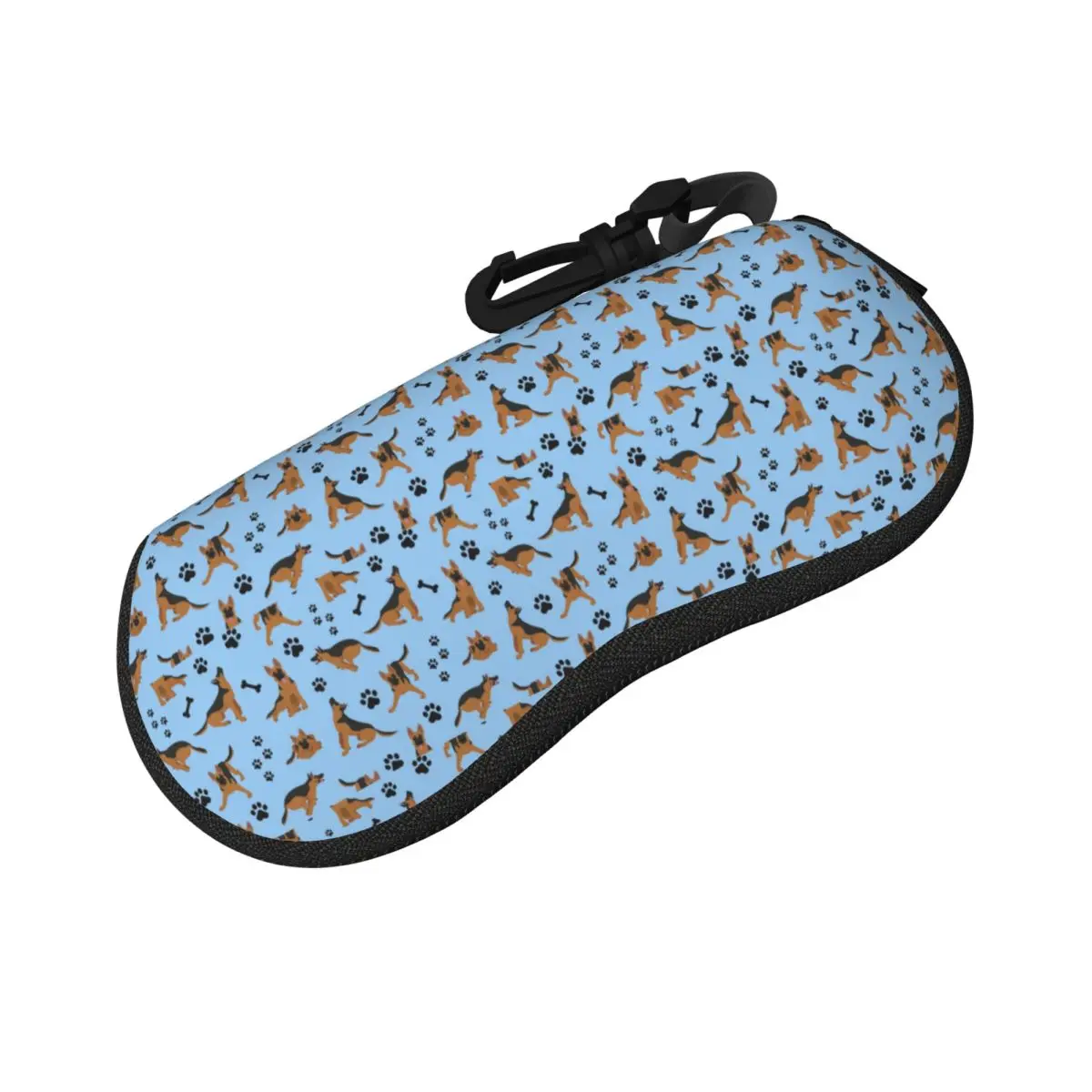 German Shepherd Pattern In Blue Shell Glasses Case Protective Sunglasses Box Women Men Soft Eyeglasses Bag Pouch
