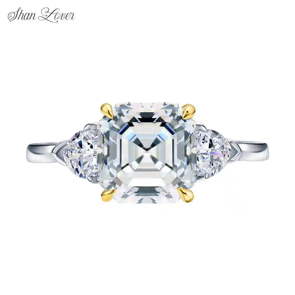 

ShanLover Brand MST Top Grade 2.5ct Moissanite Diamond Ring For Women 925 Sterling Silver 8*8 Cube Sugar Wedding Rings Jewelry