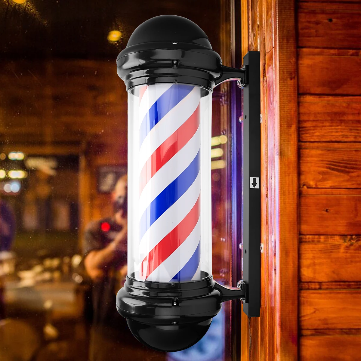 Hairdressing Entrance Lamp Barber Shop Cylindrical Rotating Sign Light Outdoor Shop Name Exclusive Prop Lighting Tool