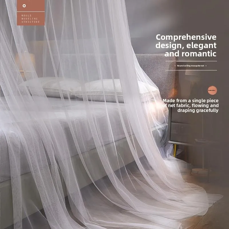 Princess Style Mosquito Net 18m Diameter Thickened Polyester Fabric No Installation Required Suitable for Double Bed