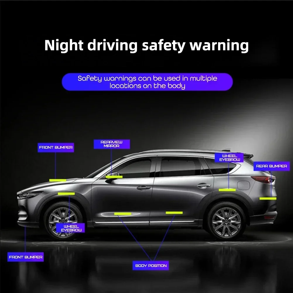 4X Car Door Anti-collision Strip Carbon Fiber Reflective Sticker Bumper Leaf Plate Universal Body Warning Decorative Sticker