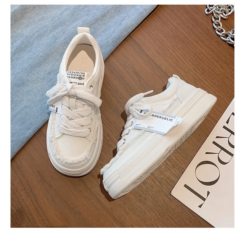 

Повседневные спортивные парусиновые туфли на высоком каблуке, популярные универсальные толстые нишевые дизайны, уродливые милые маленькие белые женские вулканизированные туфли, кроссовки