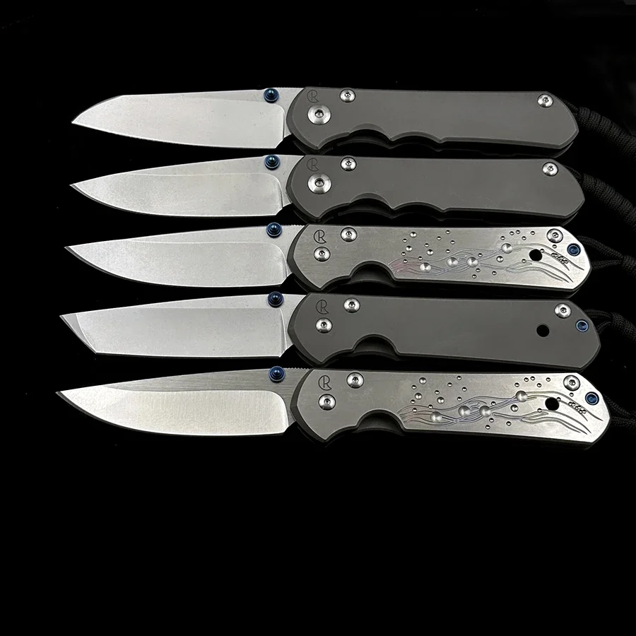 Imagem -02 - Grande Dobrável Titanium Handle Knife Acampamento ao ar Livre e Caça Bolso Edc Faca Edc Chris Reeve 21 ° e 25 ° Aniversário