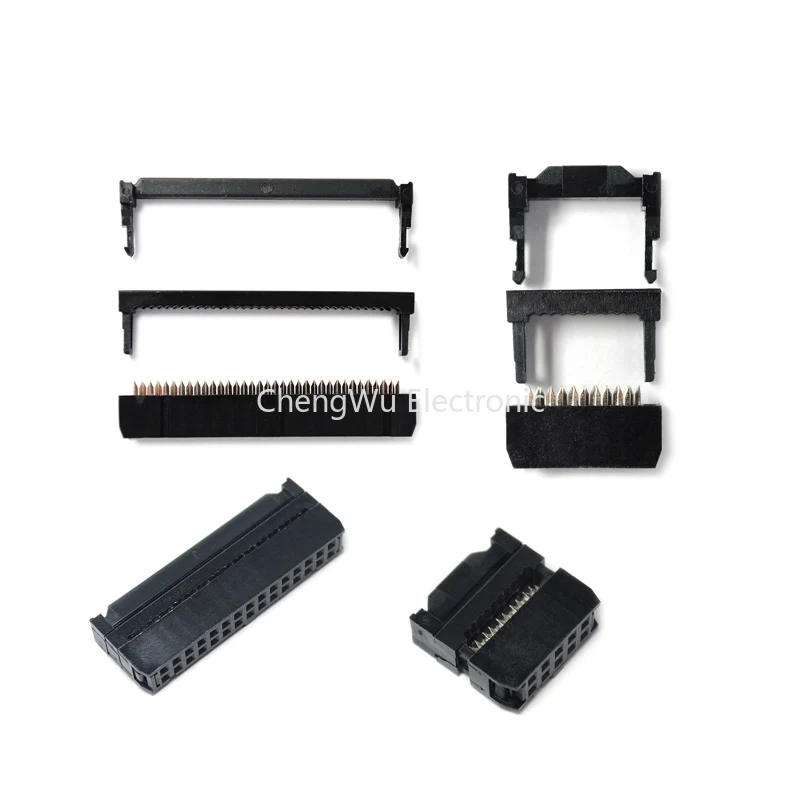 5PCS FC-6/8/10/12/16/20/30/40/50Pin IDC Socket Pin Dual Row Pitch 2.54mm IDC Connector Cable Socket Plug Ribbon Cable Connector