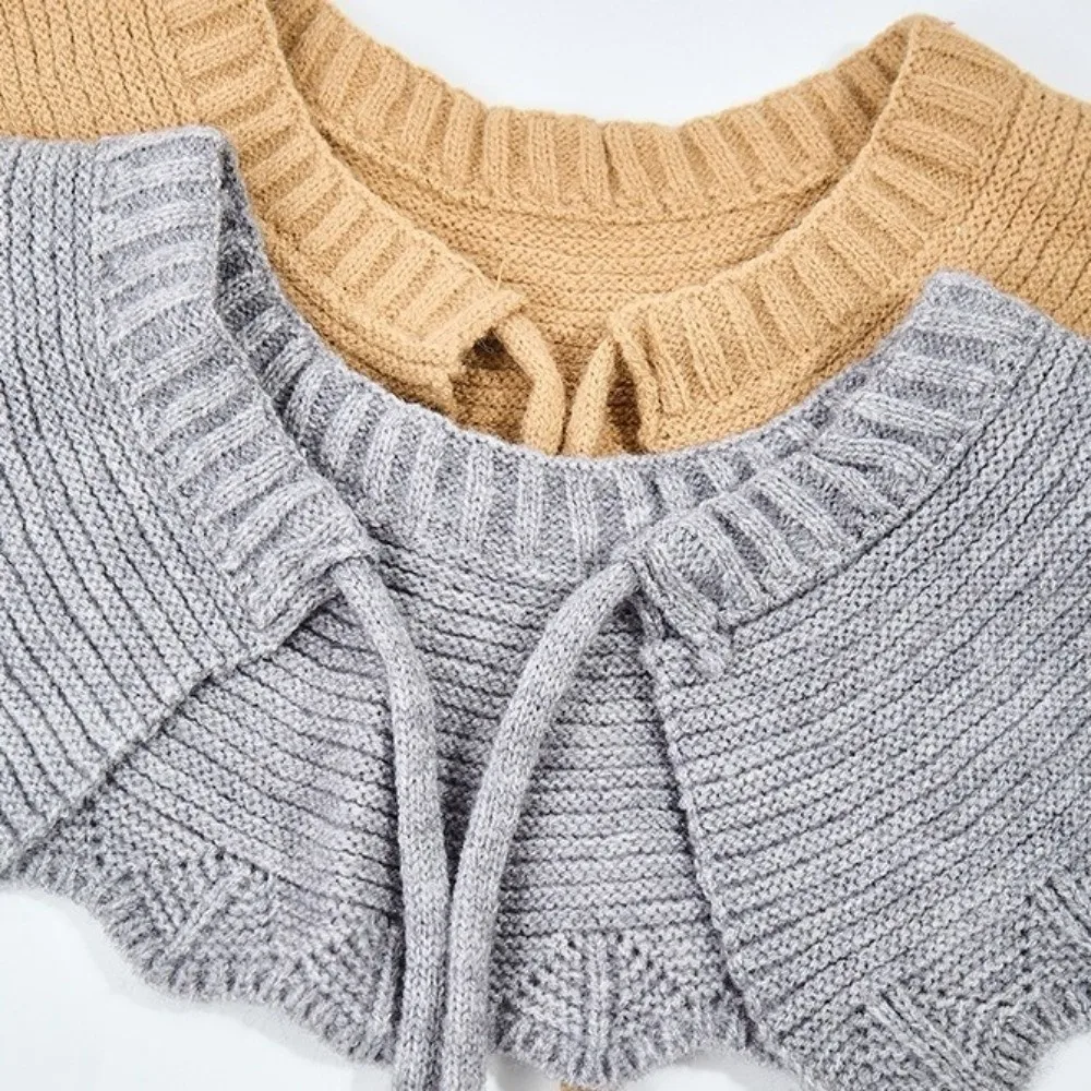 New Detachable Fake Collar Hollow Knitted Knitted Neck Warmer Drawstring Sweater Collar Winter