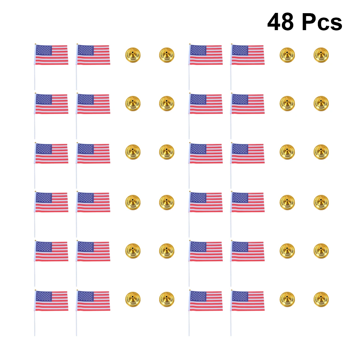 

48 Pcs Flag Set Flags American Desktop Small Mini for National Day USA Office Decor Stick