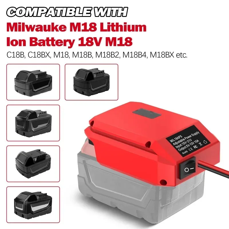 Adjustable Voltage Regulator Power Adapter 18V To 12V Step-Down Converter for BL1820/48-11-1820/BAT607/CMCB202 18/20V Batteries
