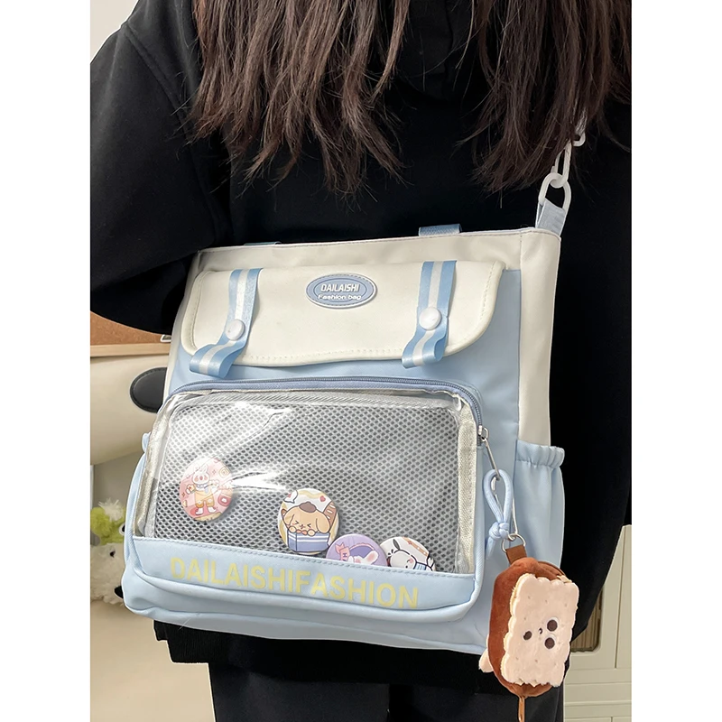 Bolso escolar personalizado para niñas y niños, bolsa cruzada de gran capacidad, sólido, Visible, conveniente, gran oferta, 2024