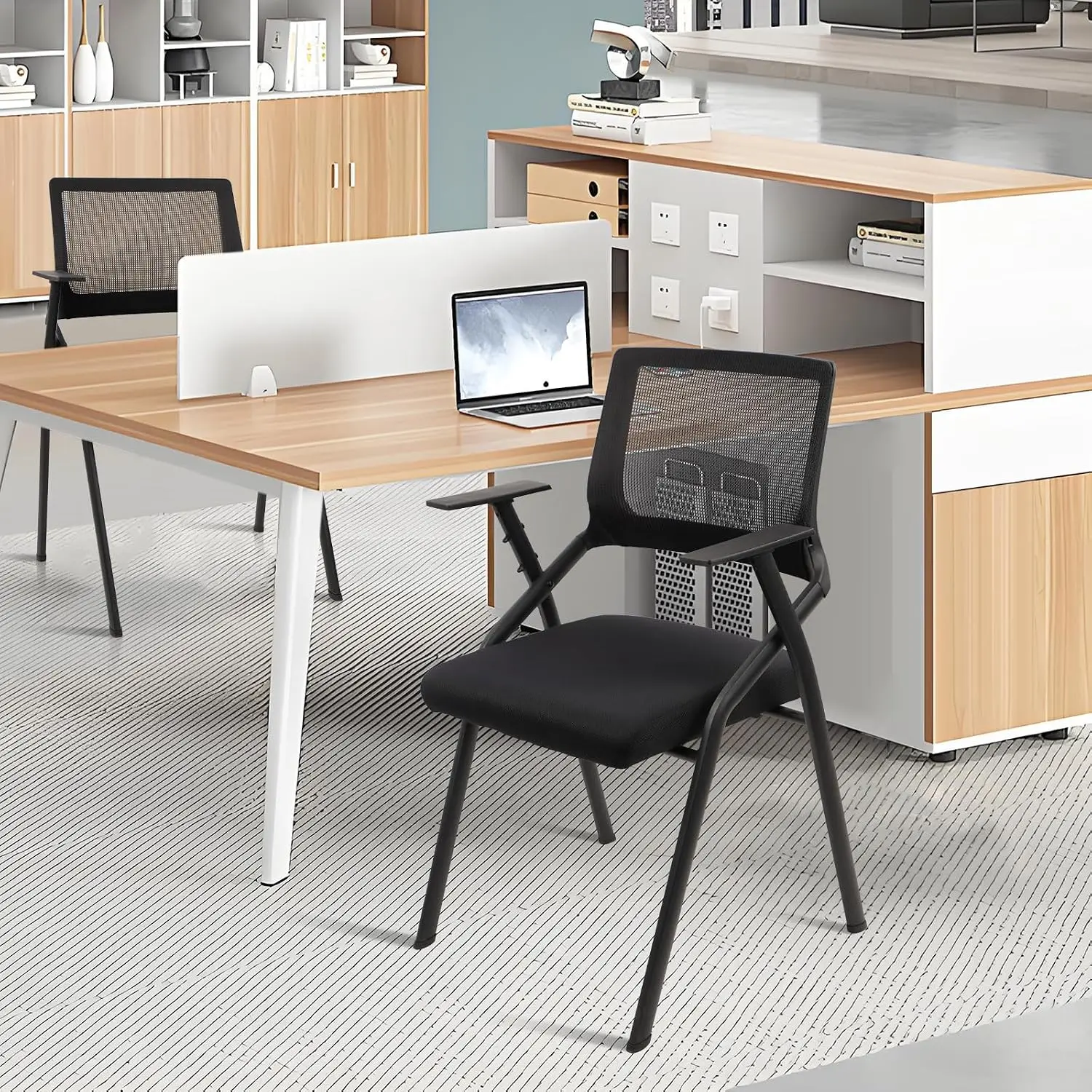 Stackable Foldable Office Chair Ergonomic Mesh Seat Reception Guest Chair School Church Conference 2pk, Customized