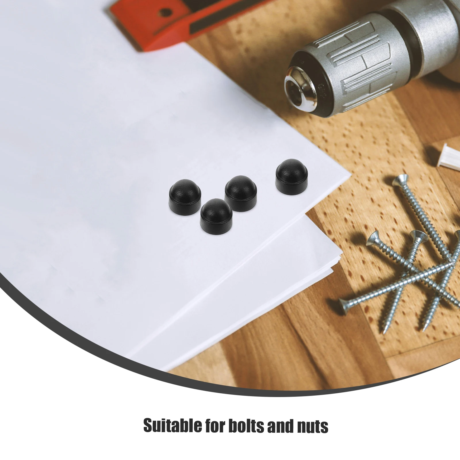 

25Pcs Screw Caps Plastic Bolt Nut Protective Covers Black Dome Decorative Snap Fit Fastener Head Protectors for Furniture