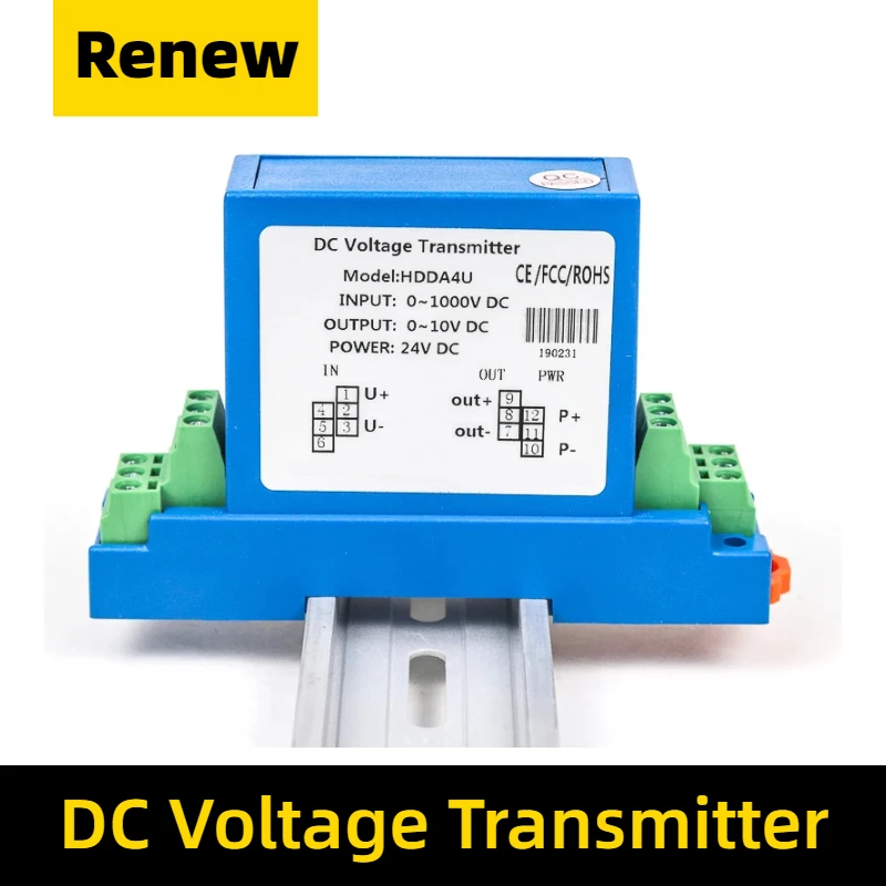 Transformador de Tensão dc Conversor de Sinal Analógico 420ma Rs485 010v 50v 100v 300v 500v Entrada 1000v dc 12v 24v