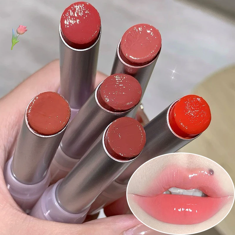 Jelly antiadherente brillo de labios, tinte de flor hidratante, espejo de menta dulce, maquillaje, lápiz labial impermeable, Cosméticos de larga duración