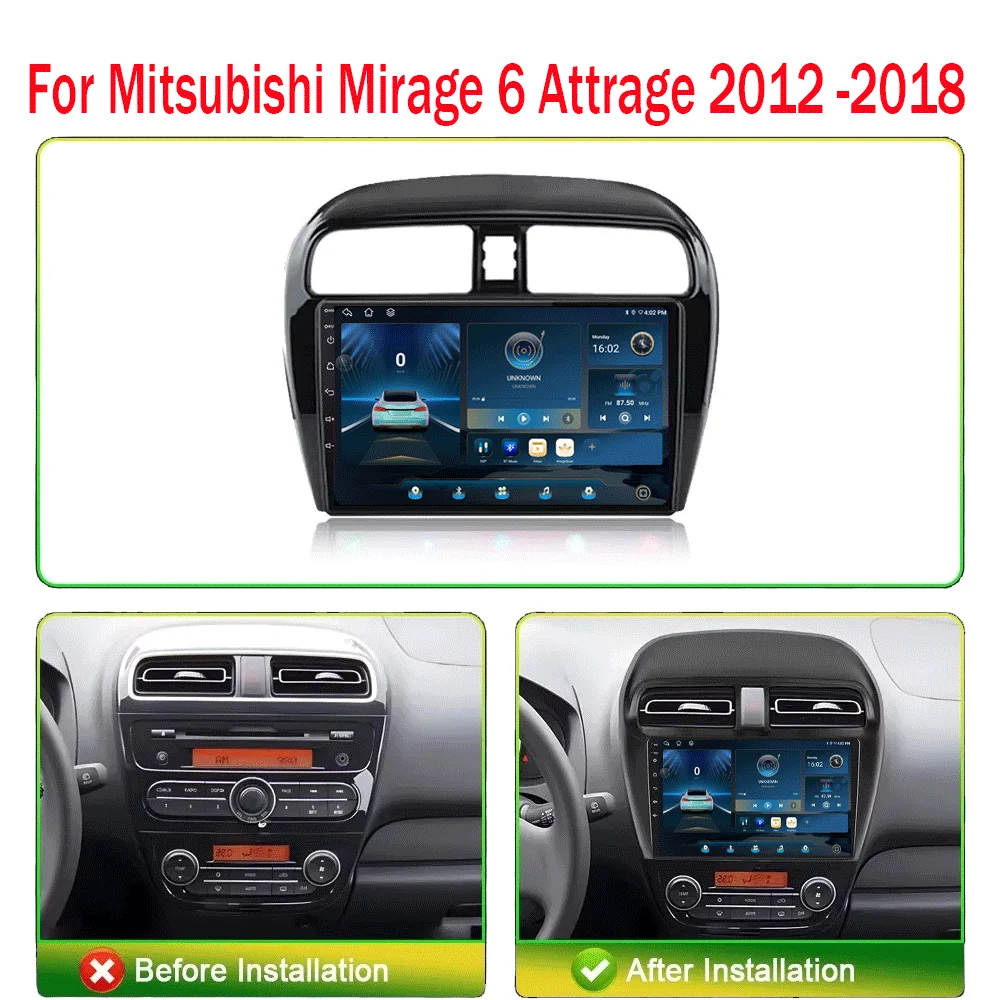 LJZN Android 16 Car Radio For Mitsubishi Mirage Attrage 2012-2018 Space Star 2014 Gps Navigation Stereo Multimedia 4G+WIFI