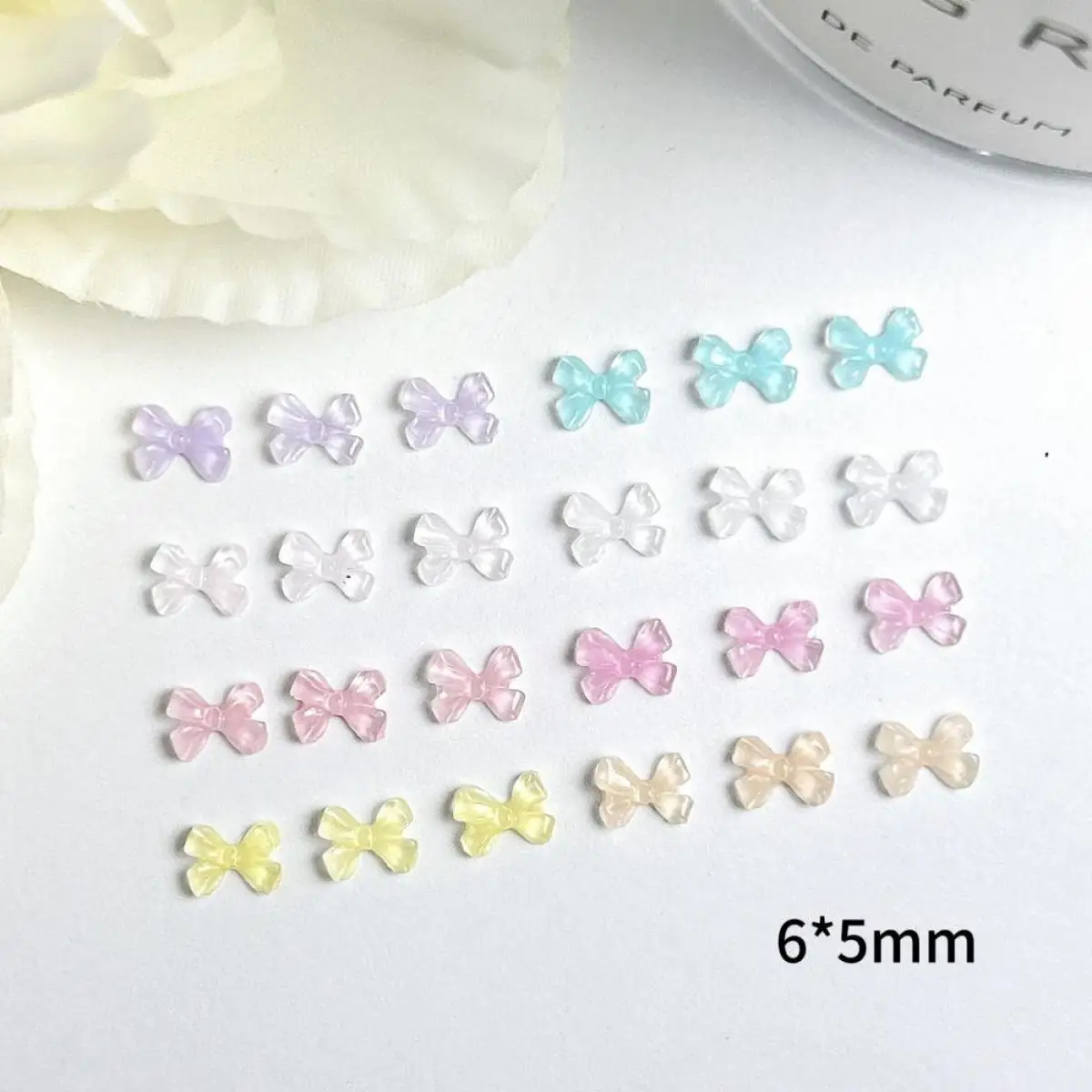120PCS Kawaii Colorful Tie Nail Art Decorations Mini Translucent Jelly Bow Resin Nail Charms Accessories for DIY Hairpin Nails - Detail 1