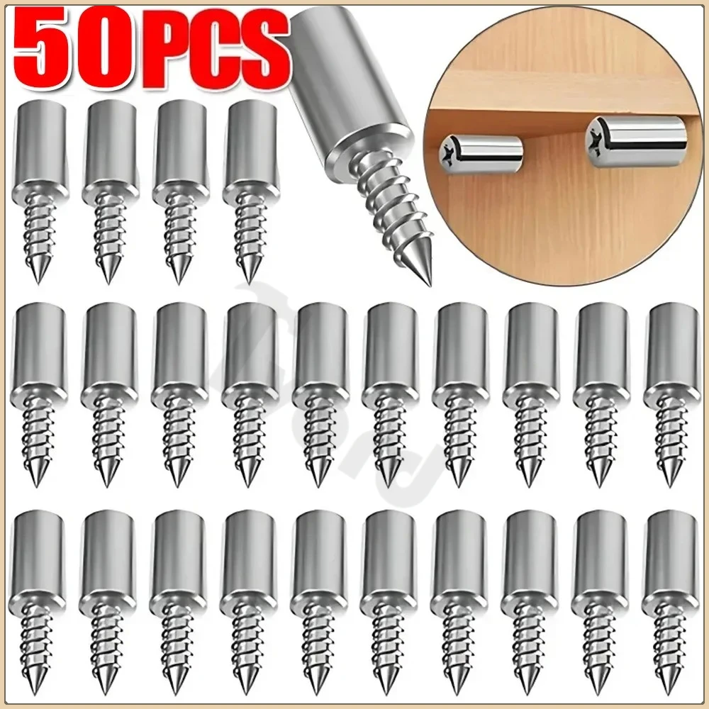 

50/10PCS Self Tapping Screw Layer Plate Holder Wardrobe Septum Brackets Fixed Screw Shelf Support Pegs with Non-Slip Sleeve