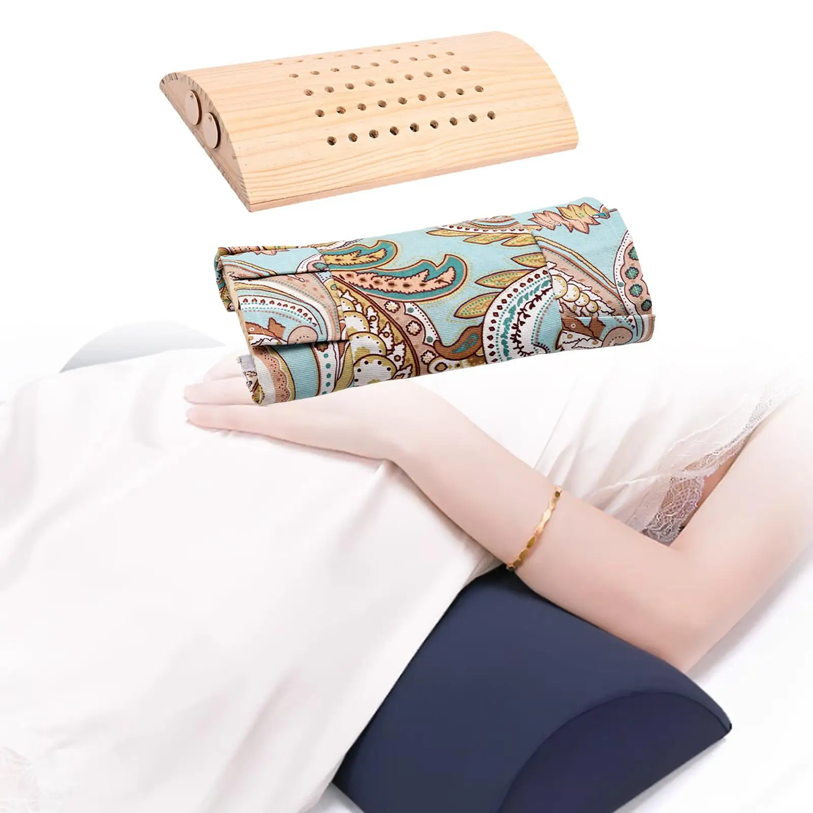Breathable Wood Pillow Adjustable Temperature Ergonomic Neck Cushion Backrest for Fitness Relaxation