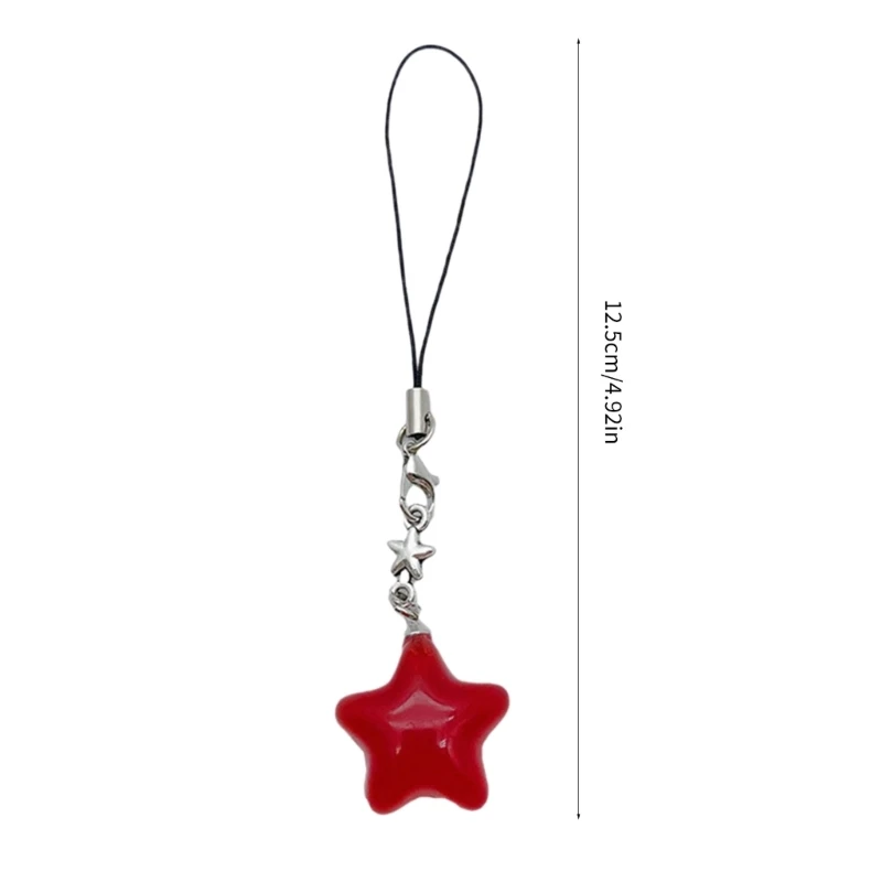 Multicolor Phone Lanyard Jelly Star Shape Pendant Keychain Anti-Lost Phones Chains Cellphones String Straps Accessory