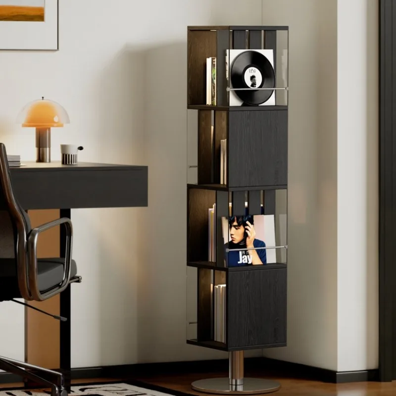 Rotating Bookshelf, Solid Wood Book/Newspaper Rack, Display Cabinet, Floor-standing Bookshelf