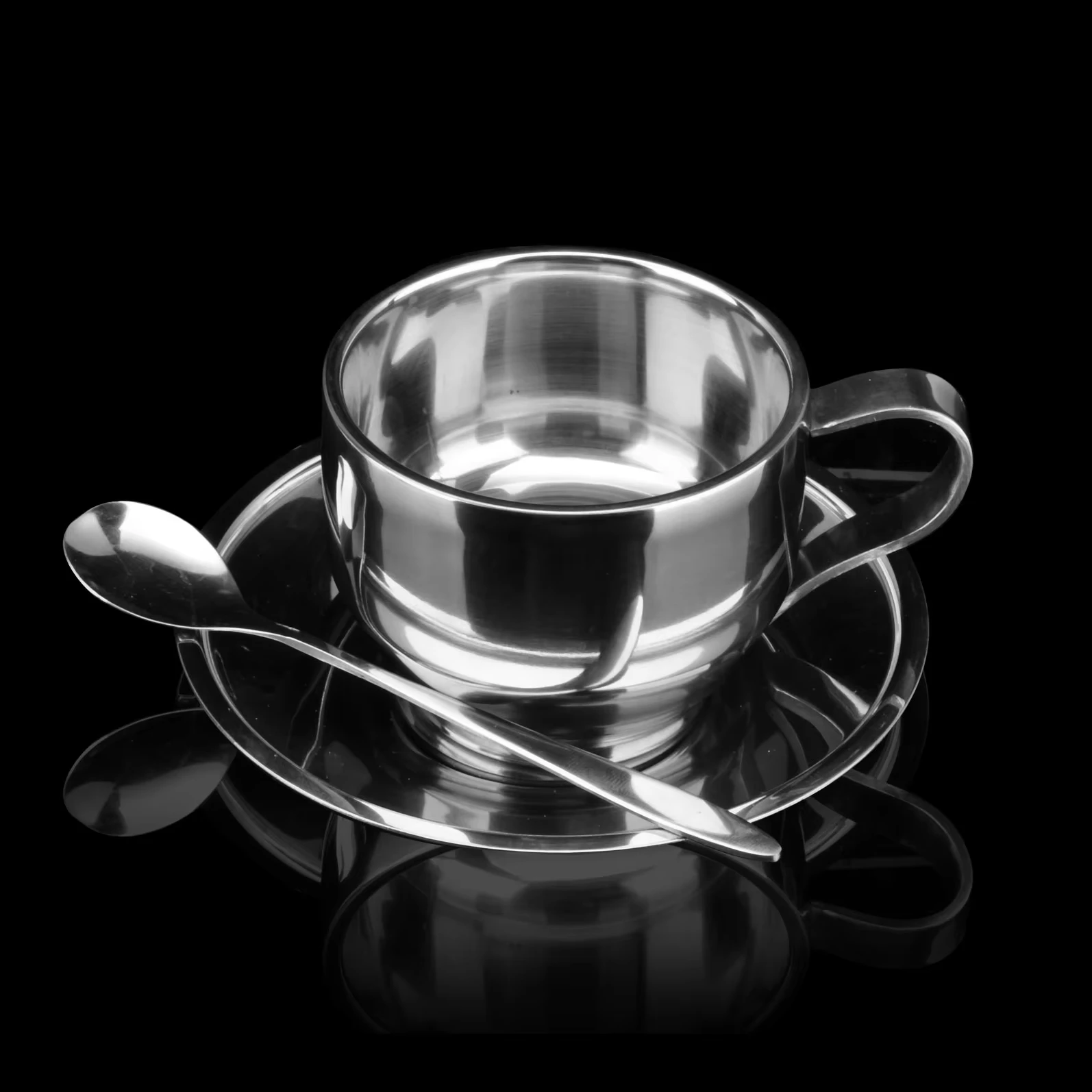 Korean Modern Stainless Steel Coffee Mugs Set Industrial Silver Couple Cup Afternoon Tea Metal Cups Office Desktop Water Mug