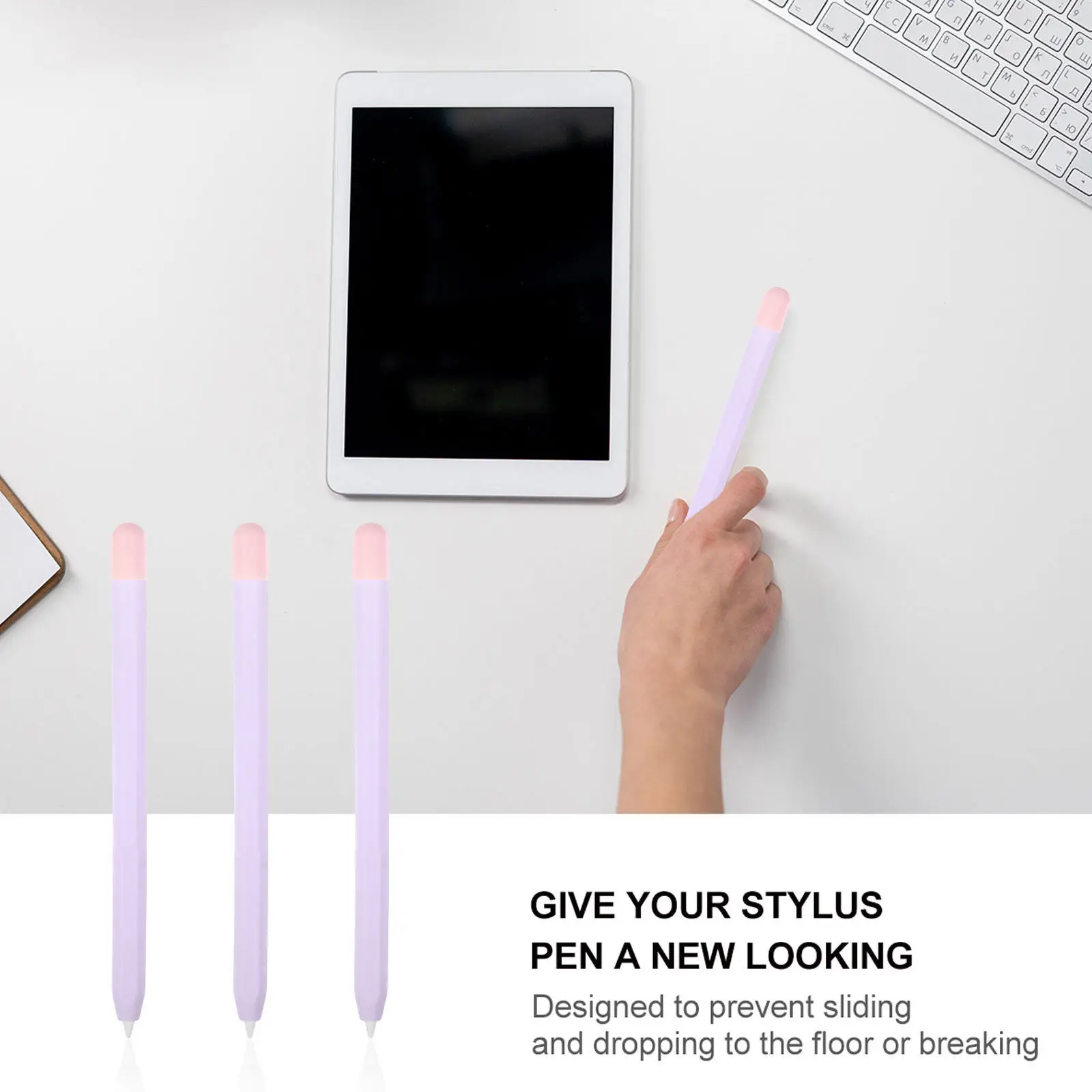Premium Silicone Stylus Pen Sleeve Compatible with Apple Pencil 2 Non Slip Roll Proof Protection Case for Writers Designers