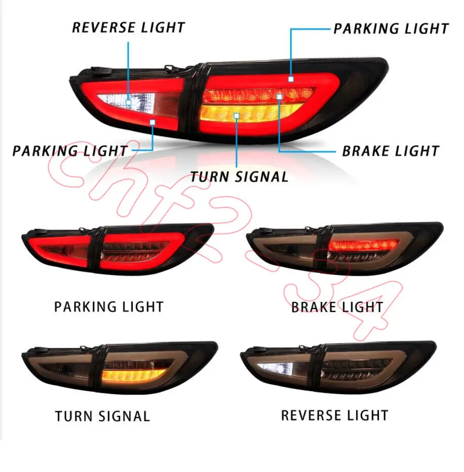 Lampu LED belakang สำหรับ MAZDA 6 2014-2018 Start-up Animation ตามลำดับสัญญาณไฟหลัง LED สีดำอุปกรณ์เสริม