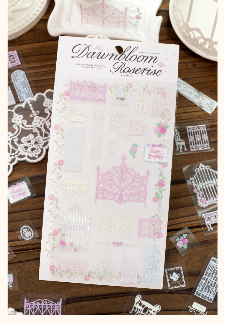 Journal GO Vintage-Rosen-Transferaufkleber, Spitzen- und Blumenmuster-Rahmen-Aufkleber für Journaling, Scrapbooking, Planer und DIY-Bastelarbeiten – Detail 9