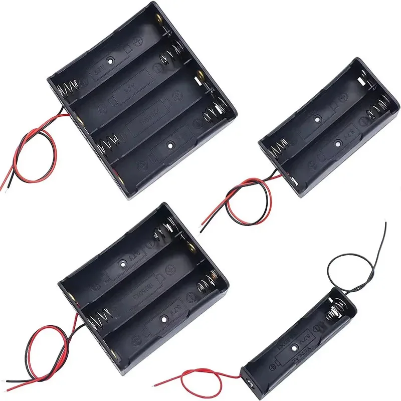 1/2Pcs Black Plastic DIY Battery Storage Case Clip Holder Container 1X 2X 3X 4X 18650 Battery Storage Box Case Wire Lead Pin