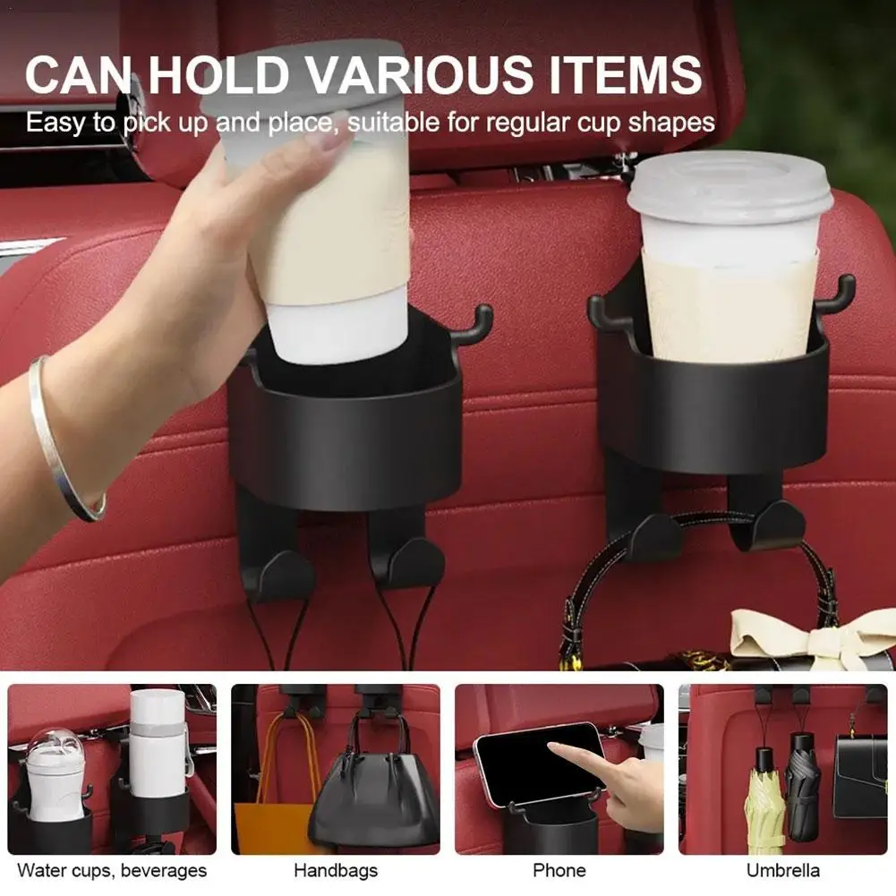 Car Seat Headrest Hook Hanger Storage Organizer Universal with Cup Holder Handbag Fit Universal Vehicle Car Accessories