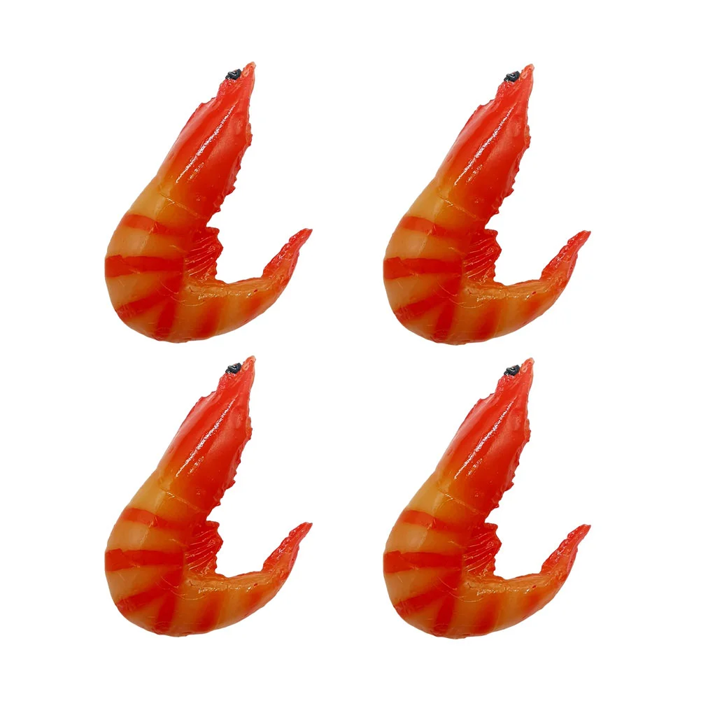 

4 Pcs Cooked Shrimp Simulation Model Child Toy Simulated Pvc Realistic Food