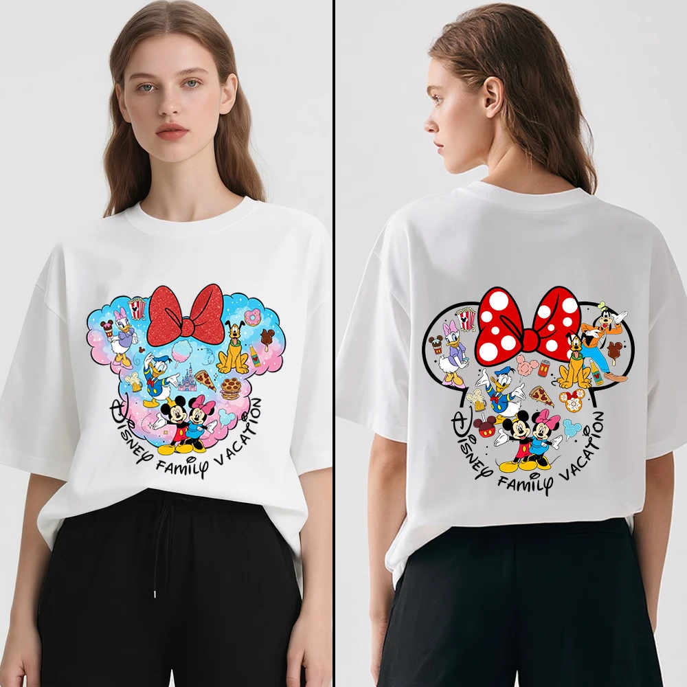 

2026 Summer Disney Family Vacation Theme 100% Cotton Printed Short-sleeved T-shirt Boys and Girls Parent-child Top Y2k