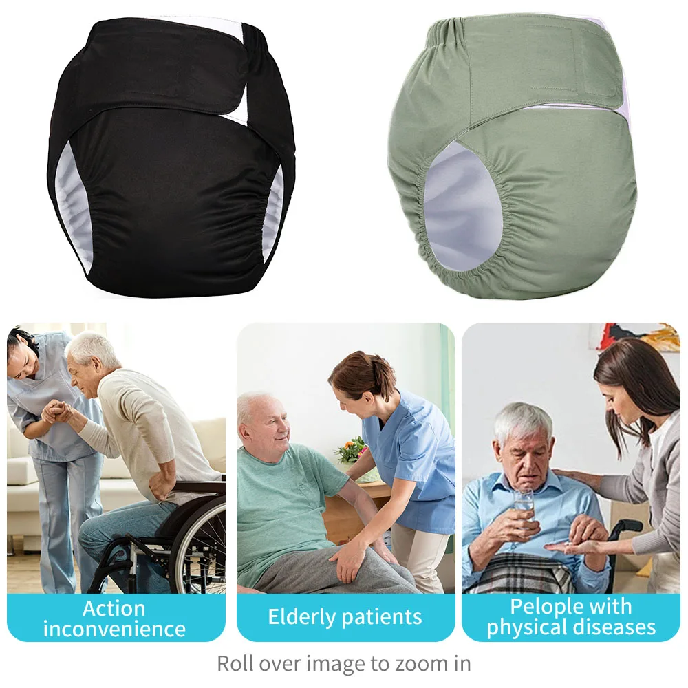 

Ice Silk Adult Cloth Disaper Waterproof Old Man's Diaper Pants Reusable Diapers Trouser Pocket Anti-leak Breathable Nappy Pads