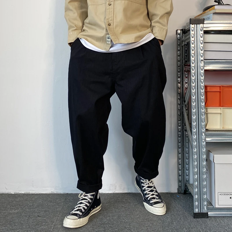 Spring Autumn Korean Fashion Streetwear Khaki Cargo Pants Men Clothing Harajuku Casual Harem Trousers Japanese Baggy Pants