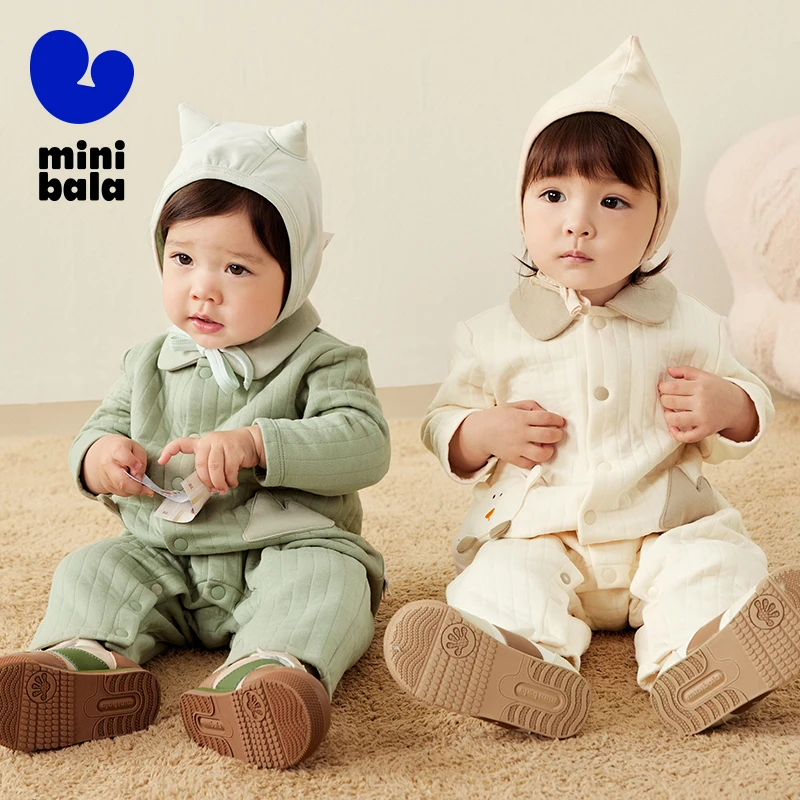 Mini Bala Outdoor Onesie Baby صديق للبشرة أوائل الربيع الدافئة طية صدر السترة أزياء لطيف الرضع الزي