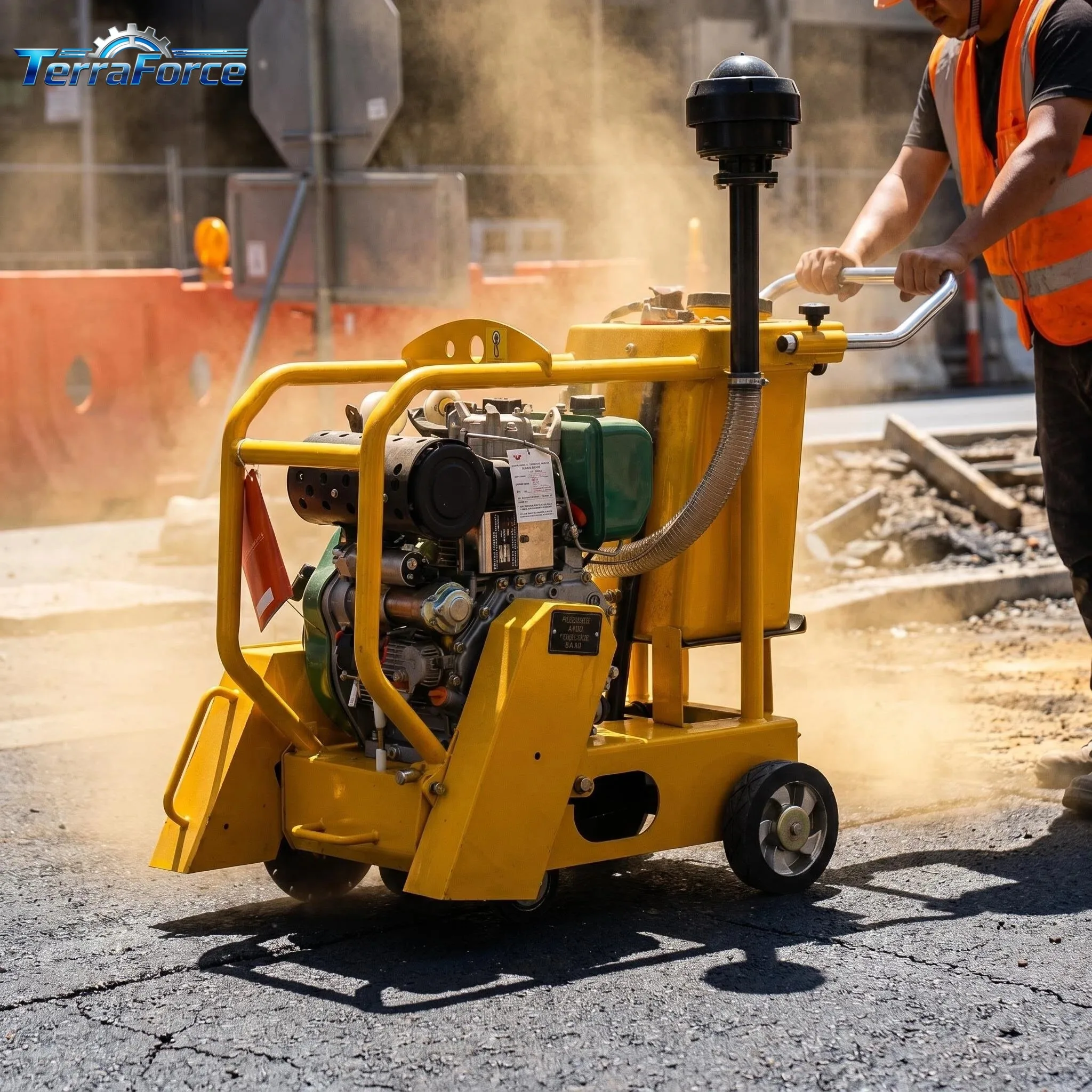 High Efficiency Road Cutting Saw with High-Position Air Filter System for Extended Durability
