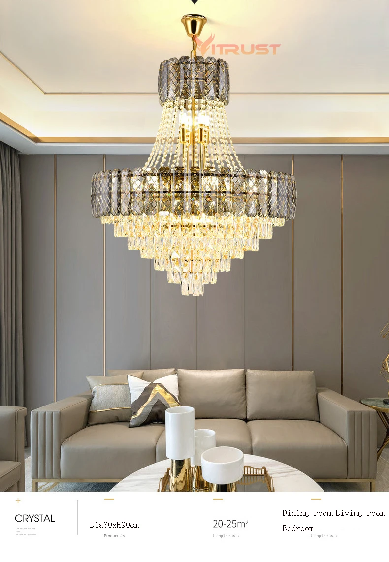 

Modern Crystal Chandeliers Lamp Led Cristal Chandelier CeIling Hanging Lighting Fixture Living Room Dining Hotel Restaurant Deco