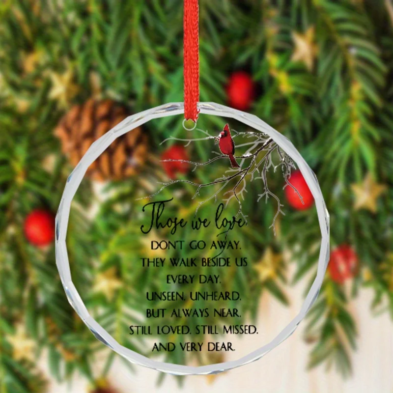 

1 шт. 3-дюймовый зимний круглый стеклянный кулон, подвесное украшение из стекла с рисунком и подставкой в виде попугая и ветки, с веревкой