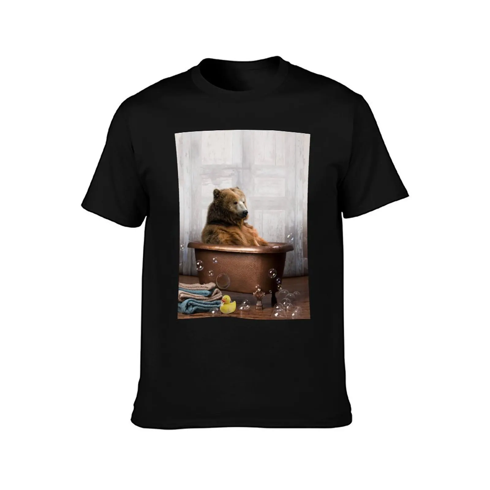 Bear in Bathtub T-Shirt Street Style Casual Tee Shirt T-Shirt