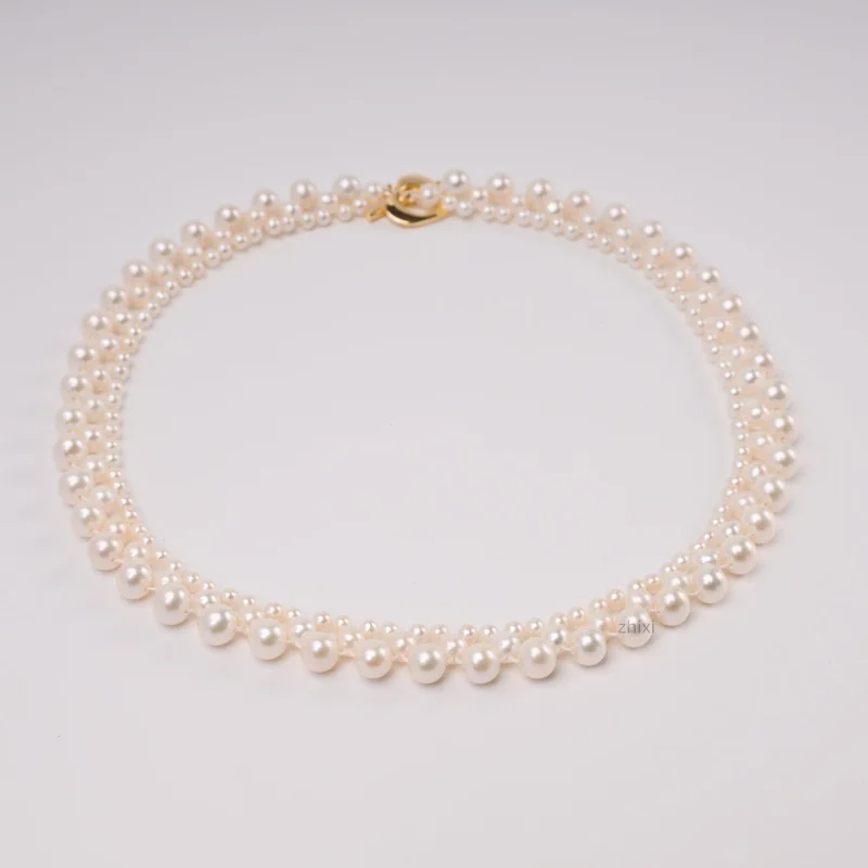 Original Design Natural freshwater pearl neckalce double-layer Fine Jewelry white pearl fashion wedding gift for women X1067