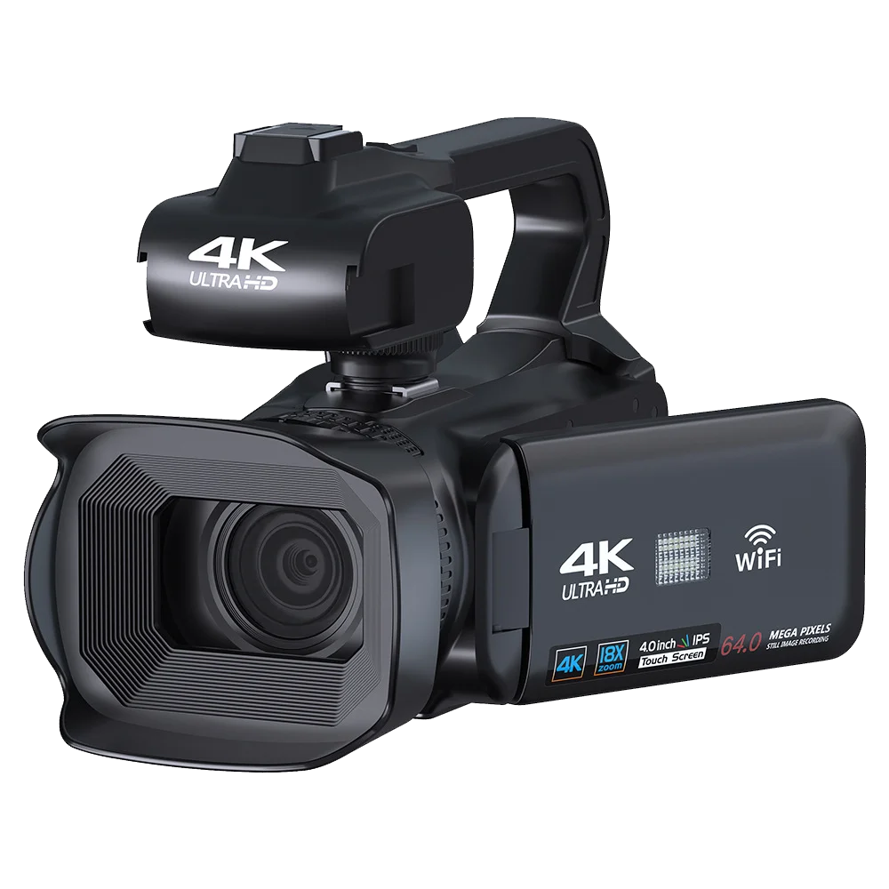 Full 4K Camcorder 64MP Youtuber Professional Digital Video Camera Streaming Auto Focus Photography Vlog Recorder 4" Touch Screen