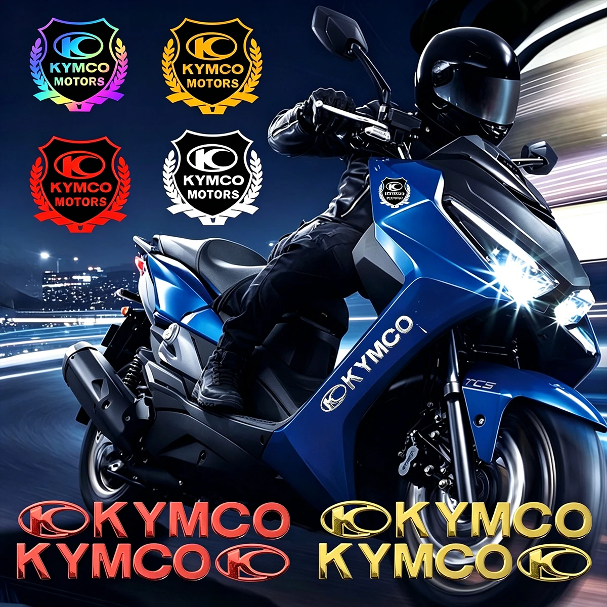 For KYMCO AK550 Downtown 300i Agility 50 Superdink125 People 250 Super 8 Epoxy 3D Sticker Motorcycle Body Fuel Tank Label Decals
