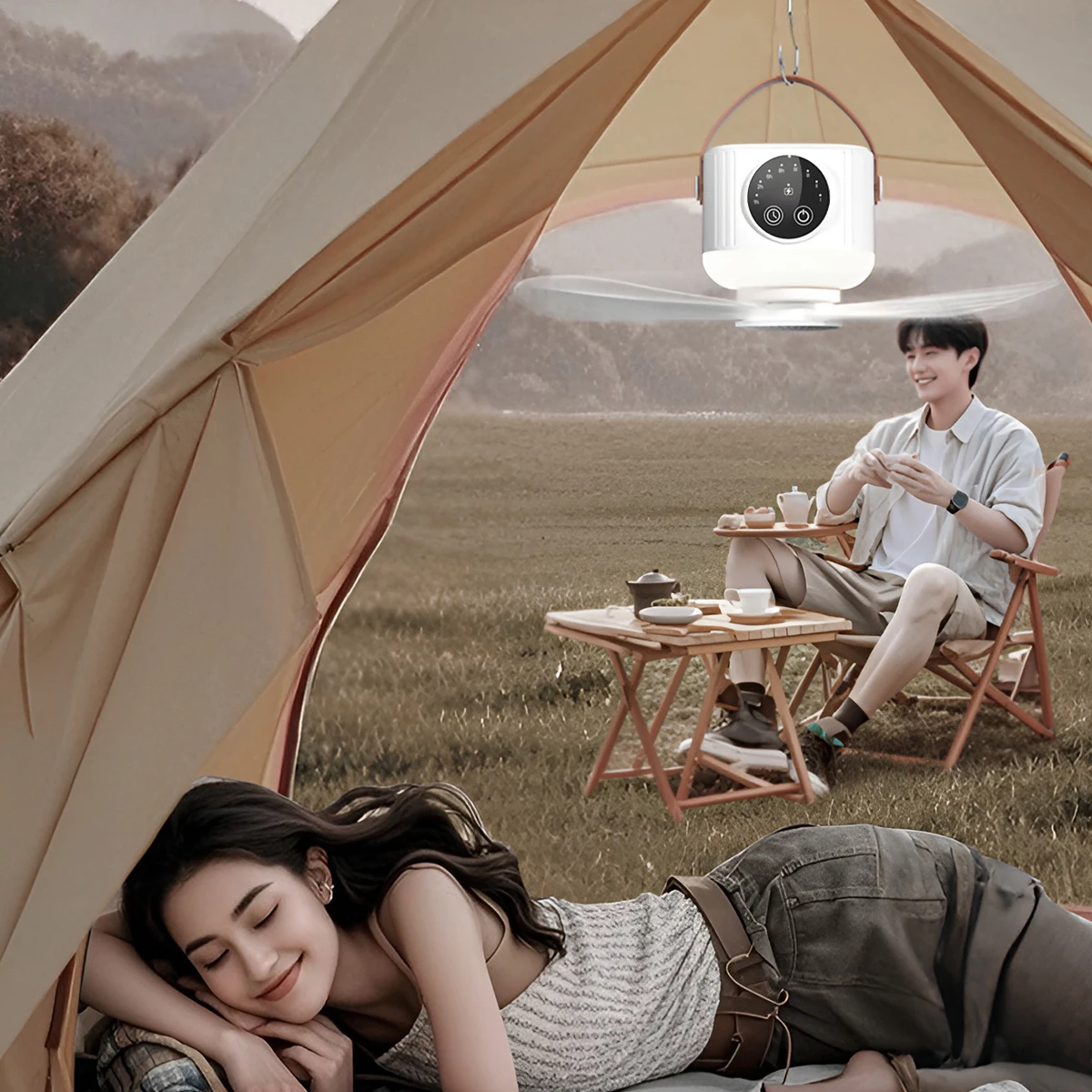 LED Light With Fan Portable Si - Outdoor Camping Misting Fan recension och pris