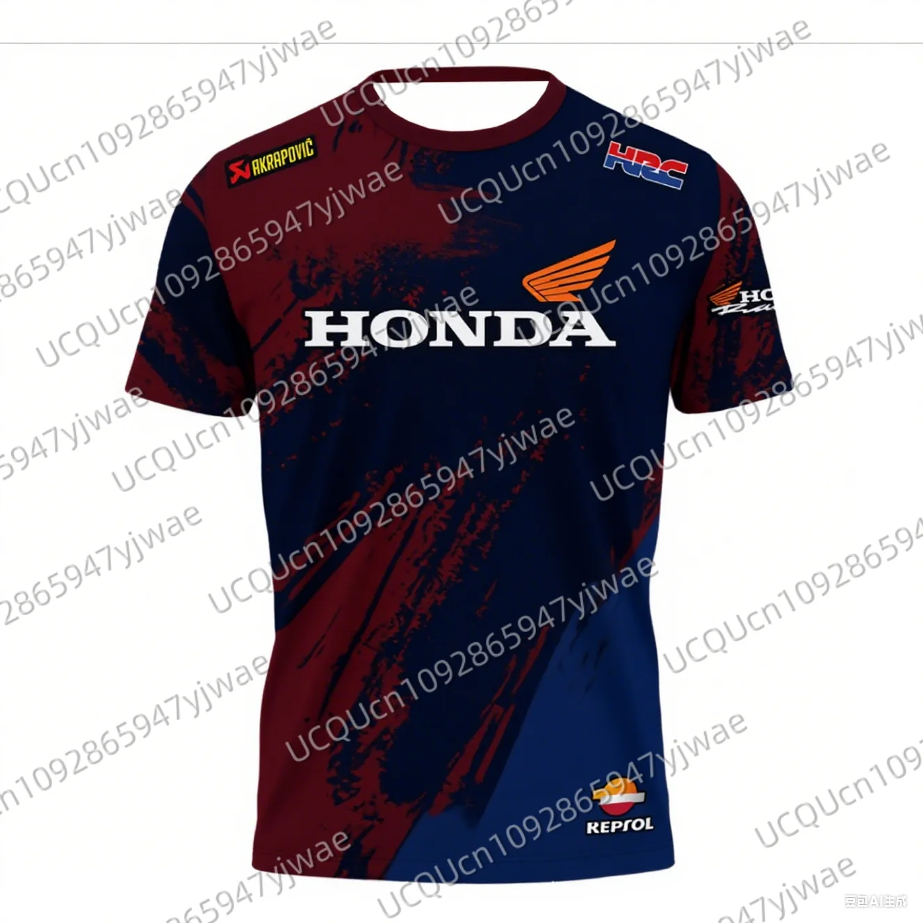 Motorcycle Riding Splashed Dark Red Quick Drying Breathable Short Sleeve Men And Women Honda Riding Casual T-shirt Tops