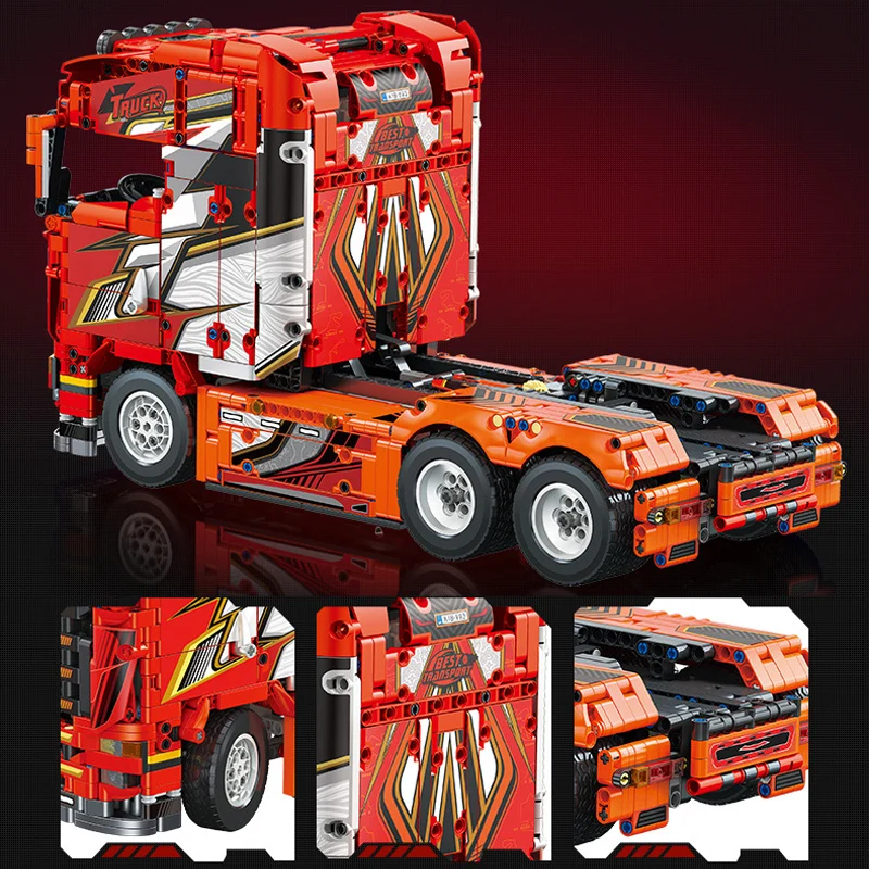 Techniczny zestaw klocków konstrukcyjnych 1708 elementów, ciężarówka Scania, ciężarówka miejska, zaawansowana technologicznie traktorka, ciężarówka transportowa, kabinowy zestaw montażowy, zabawka dla dzieci, prezent.