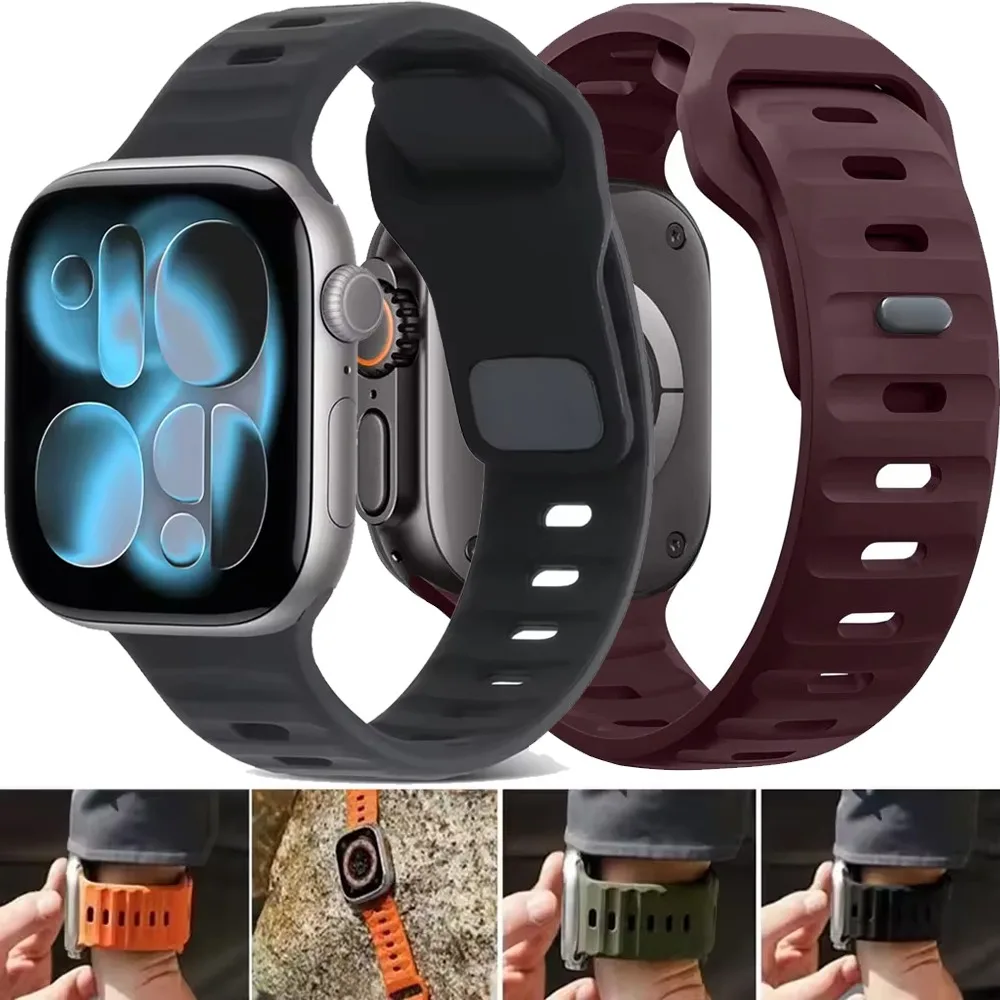Silikonarmband für Apple Watch Ultra 3-1 49mm Series 11 46mm 42mm Armband IWatch 9 8 7 6 5 4 SE3 45mm 44mm 41mm 40mm