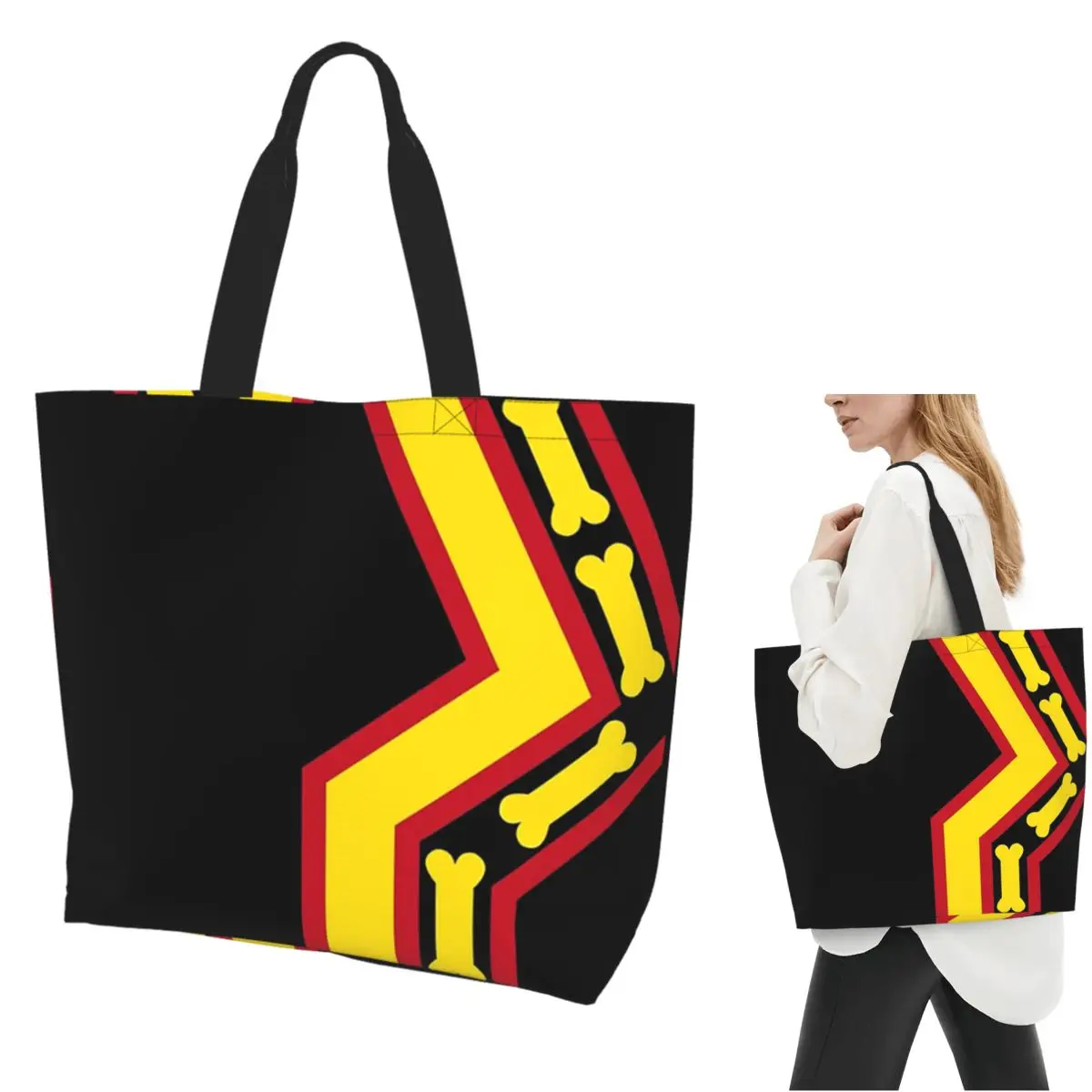 

Geared Up Pup Rubber Pup Pride Flag Сумка для покупок Холщовая сумка на плечо большой вместимости Сумка-шоппер для продуктов для женщин