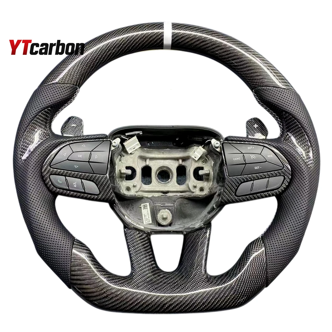 YTcarbon for Grand Cherokee 14+ WK2 SRT Trackhawk Auto Parts Car Interior Accessories Custom Real Carbon Fiber Steering Wheel