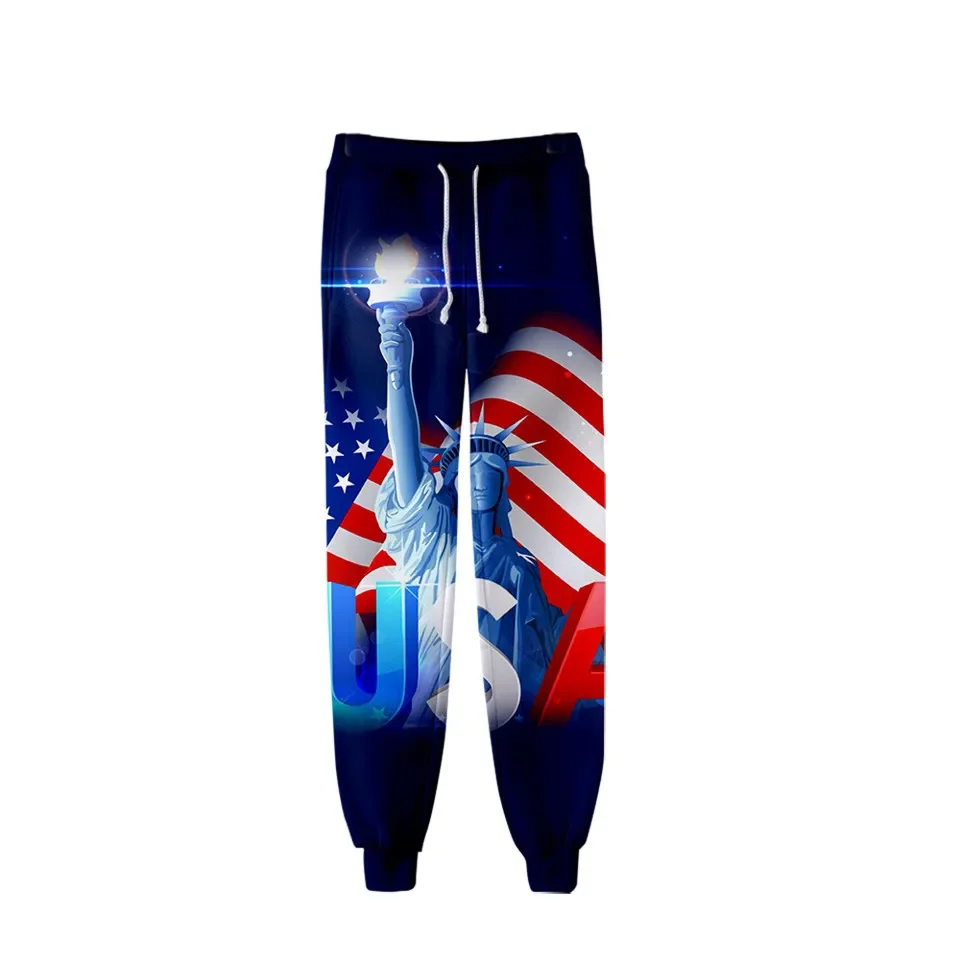 

Fashion Spring and Autumn Pants US Flag US Stars and Stripes 3D Printed Sports Pants Unisex Street Leisure Sports Jogging Pants