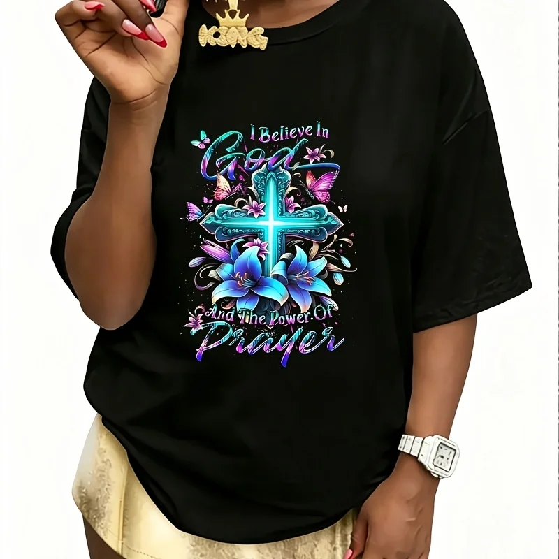 Inspirational Prayer Women's T-Shirt 100% Cotton Fun Print Short Sleeve Top Casual Round Neck Tee S-5Xl