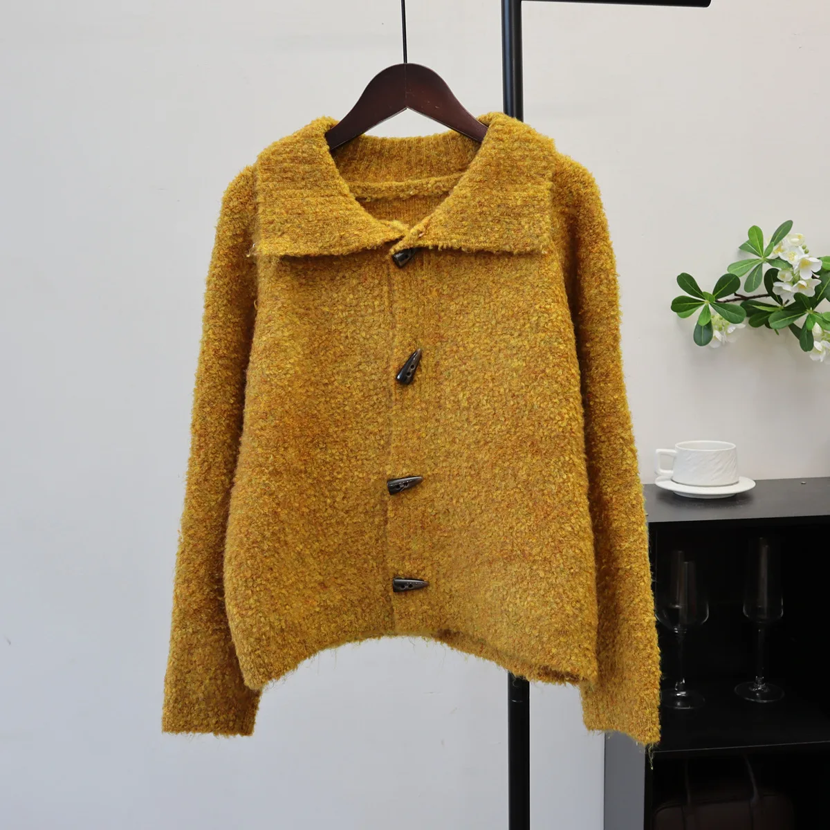 Women Coats Cardigan Sweaters Y2k Streetwear Turn Down Collar Full Sleeve Jumpers Elegant Splice Knit Open Stith Autumn Winter