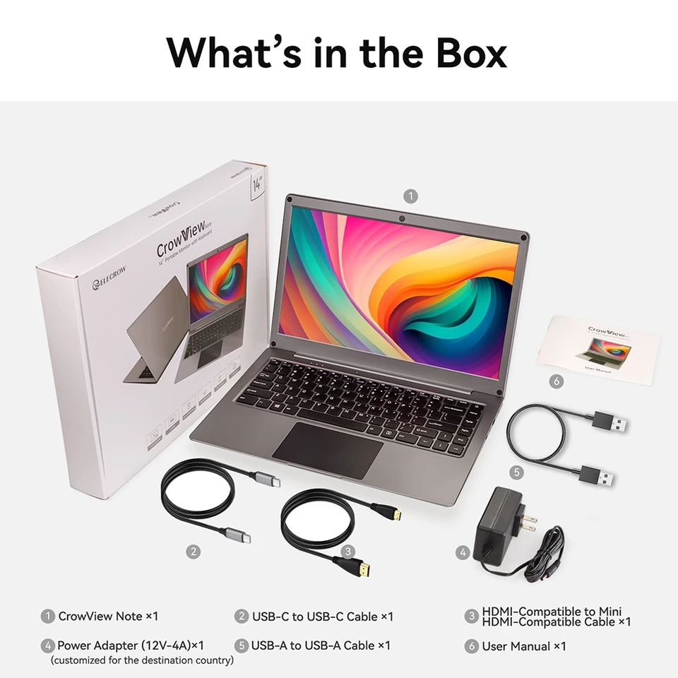 ノートPC用 拡張モニター ポータブルディスプレイ 14インチ CrowView Crowview-ノートポータブルモニター、オールインワン、電話からラップ